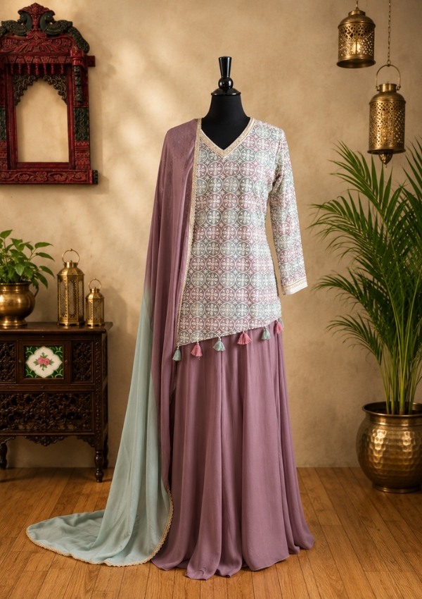 Mauve Sharara Set